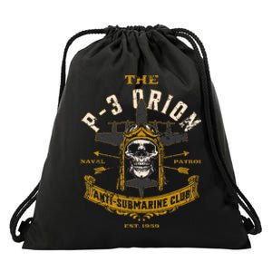 P 3 Orion Anti Submarine Aircraft Skull Distressed Drawstring Bag