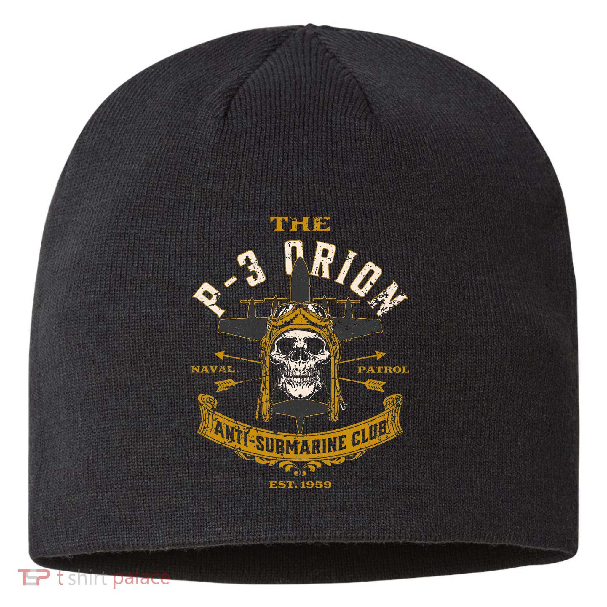 P 3 Orion Anti Submarine Aircraft Skull Distressed Sustainable Beanie