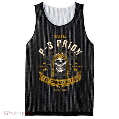 P 3 Orion Anti Submarine Aircraft Skull Distressed Mesh Reversible Basketball Jersey Tank