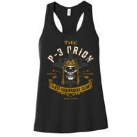 P 3 Orion Anti Submarine Aircraft Skull Distressed Women's Racerback Tank