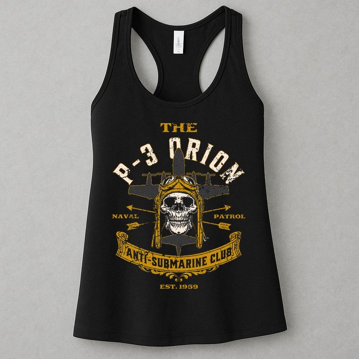 P 3 Orion Anti Submarine Aircraft Skull Distressed Womens Tank Top
