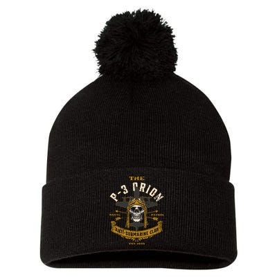 P 3 Orion Anti Submarine Aircraft Skull Distressed Pom Pom 12in Knit Beanie