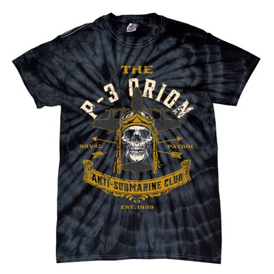 P 3 Orion Anti Submarine Aircraft Skull Distressed Tie-Dye T-Shirt