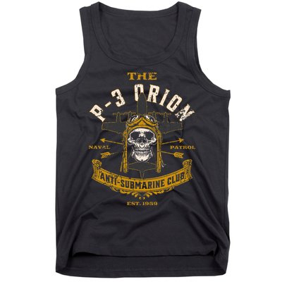 P 3 Orion Anti Submarine Aircraft Skull Distressed Tank Top