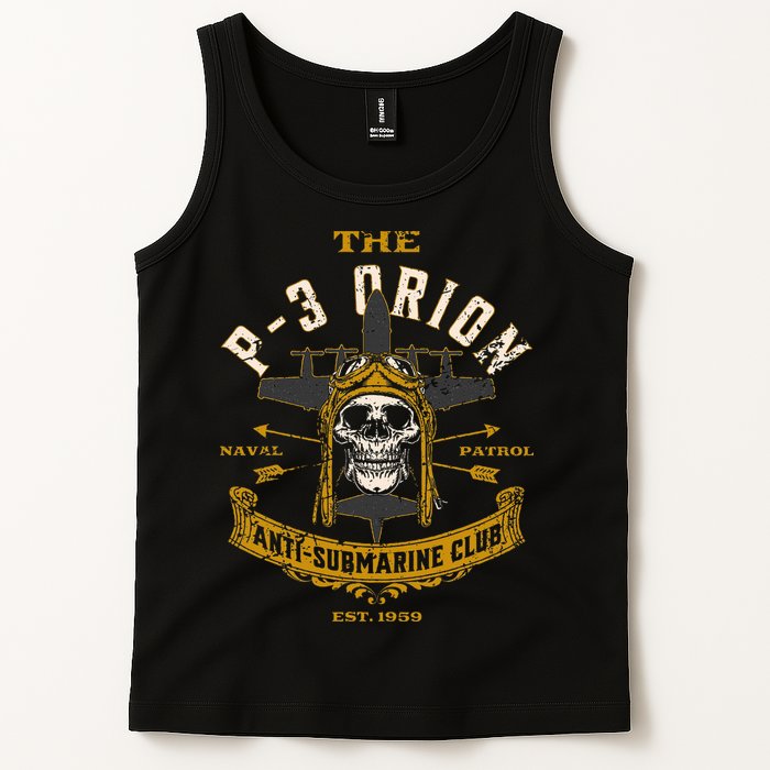 P 3 Orion Anti Submarine Aircraft Skull Distressed Tank Top