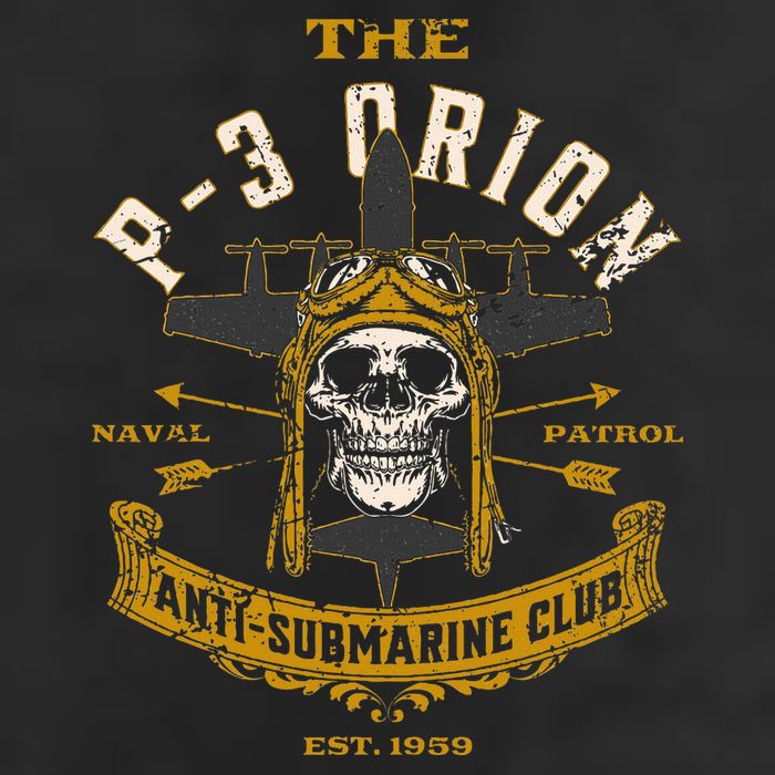 P 3 Orion Anti Submarine Aircraft Skull Distressed Golf Towel