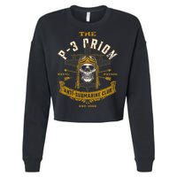 P 3 Orion Anti Submarine Aircraft Skull Distressed Cropped Pullover Crew
