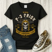 P 3 Orion Anti Submarine Aircraft Skull Distressed Womens T-Shirt