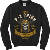 P 3 Orion Anti Submarine Aircraft Skull Distressed Kids Sweatshirt