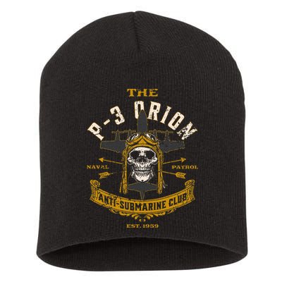 P 3 Orion Anti Submarine Aircraft Skull Distressed Short Acrylic Beanie