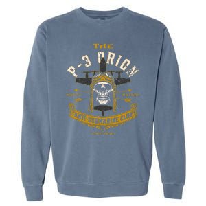 P 3 Orion Anti Submarine Aircraft Skull Distressed Garment-Dyed Sweatshirt