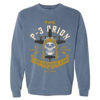 P 3 Orion Anti Submarine Aircraft Skull Distressed Garment-Dyed Sweatshirt