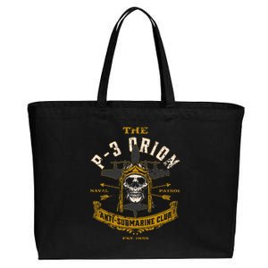 P 3 Orion Anti Submarine Aircraft Skull Distressed Cotton Canvas Jumbo Tote