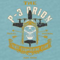 P 3 Orion Anti Submarine Aircraft Skull Distressed Sueded Cloud Jersey T-Shirt