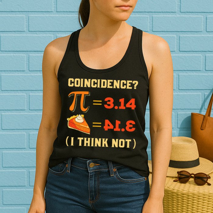 Pi 3,14 = Pie Coincidence I Think Not Pun Math Nerd Pi Day Womens Tank Top