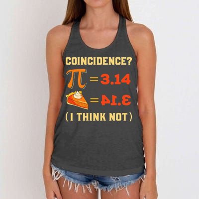 Pi 3,14 = Pie Coincidence I Think Not Pun Math Nerd Pi Day Women's Knotted Racerback Tank