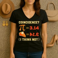 Pi 3,14 = Pie Coincidence I Think Not Pun Math Nerd Pi Day Women's V-Neck T-Shirt
