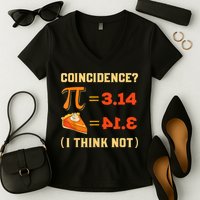 Pi 3,14 = Pie Coincidence? I Think Not Pun Math Nerd Pi Day Women's V-Neck T-Shirt