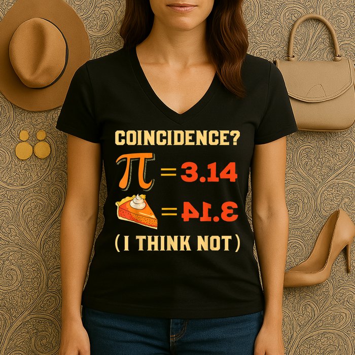 Pi 3,14 = Pie Coincidence? I Think Not Pun Math Nerd Pi Day Women's V-Neck T-Shirt