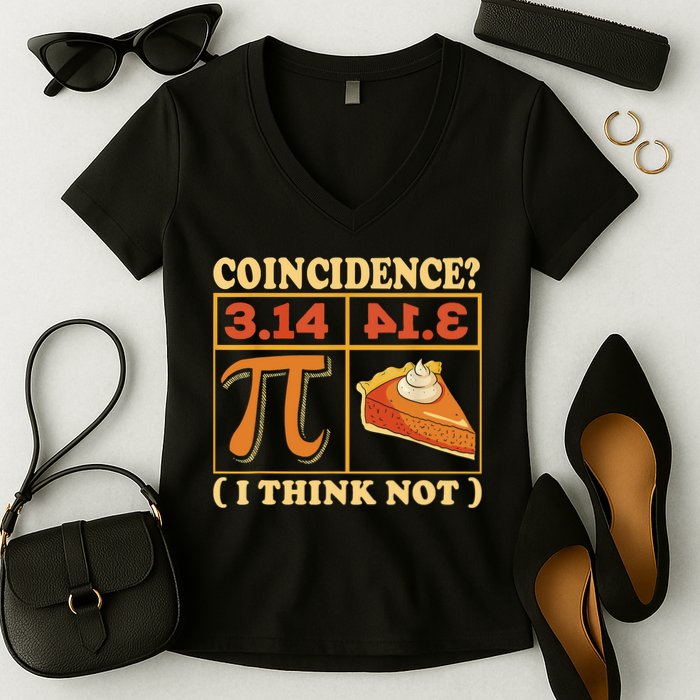 Pi 3,14 Pie Coincidence I Think Not Math Lover Nerd Pi Day Women's V-Neck T-Shirt