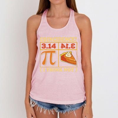 Pi 3,14 Pie Coincidence I Think Not Math Lover Nerd Pi Day Women's Knotted Racerback Tank