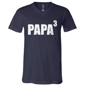 Papa 3 Papa Cubed Grandpa 3 Papa V-Neck T-Shirt