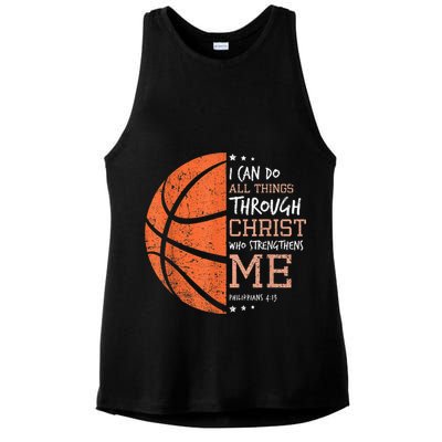 Philippians 4 13 I Can Do All Things Christian Basketball Ladies PosiCharge Tri-Blend Wicking Tank