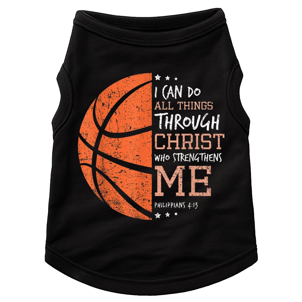 Philippians 4 13 I Can Do All Things Christian Basketball Doggie Tank