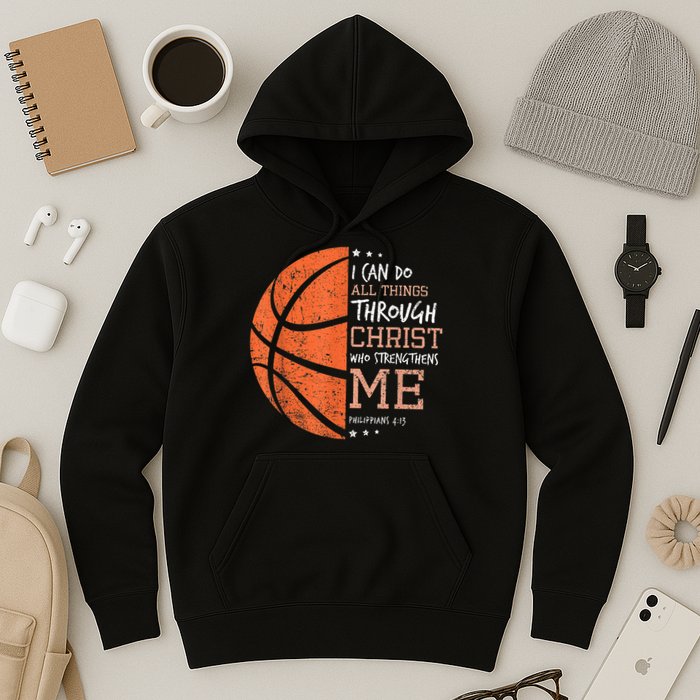 Philippians 4 13 I Can Do All Things Christian Basketball Hoodie
