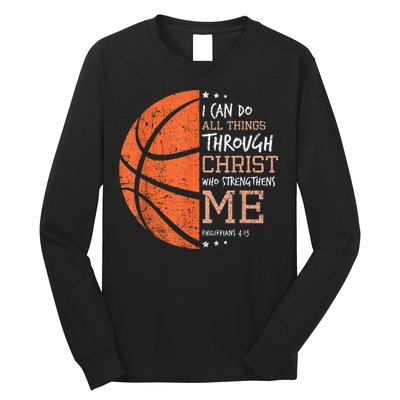 Philippians 4 13 I Can Do All Things Christian Basketball Long Sleeve Shirt
