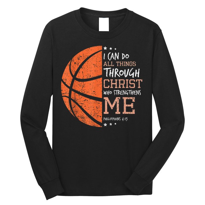 Philippians 4 13 I Can Do All Things Christian Basketball Long Sleeve Shirt