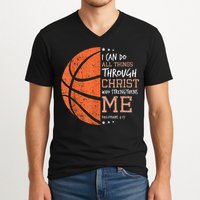Philippians 4 13 I Can Do All Things Christian Basketball V-Neck T-Shirt