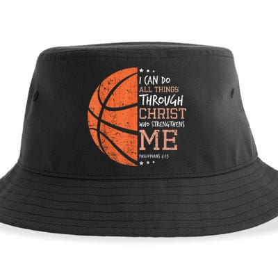 Philippians 4 13 I Can Do All Things Christian Basketball Sustainable Bucket Hat