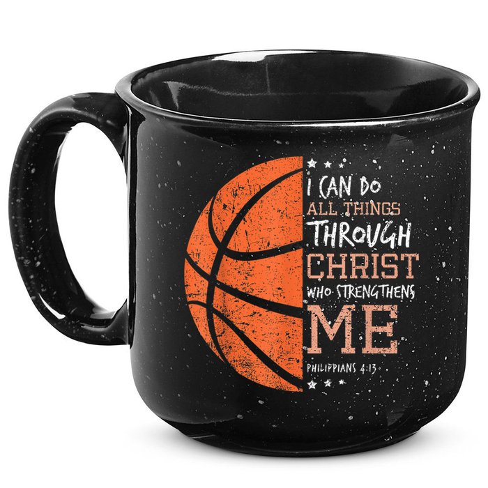 Philippians 4 13 I Can Do All Things Christian Basketball 15oz Campfire Ceramic Mug