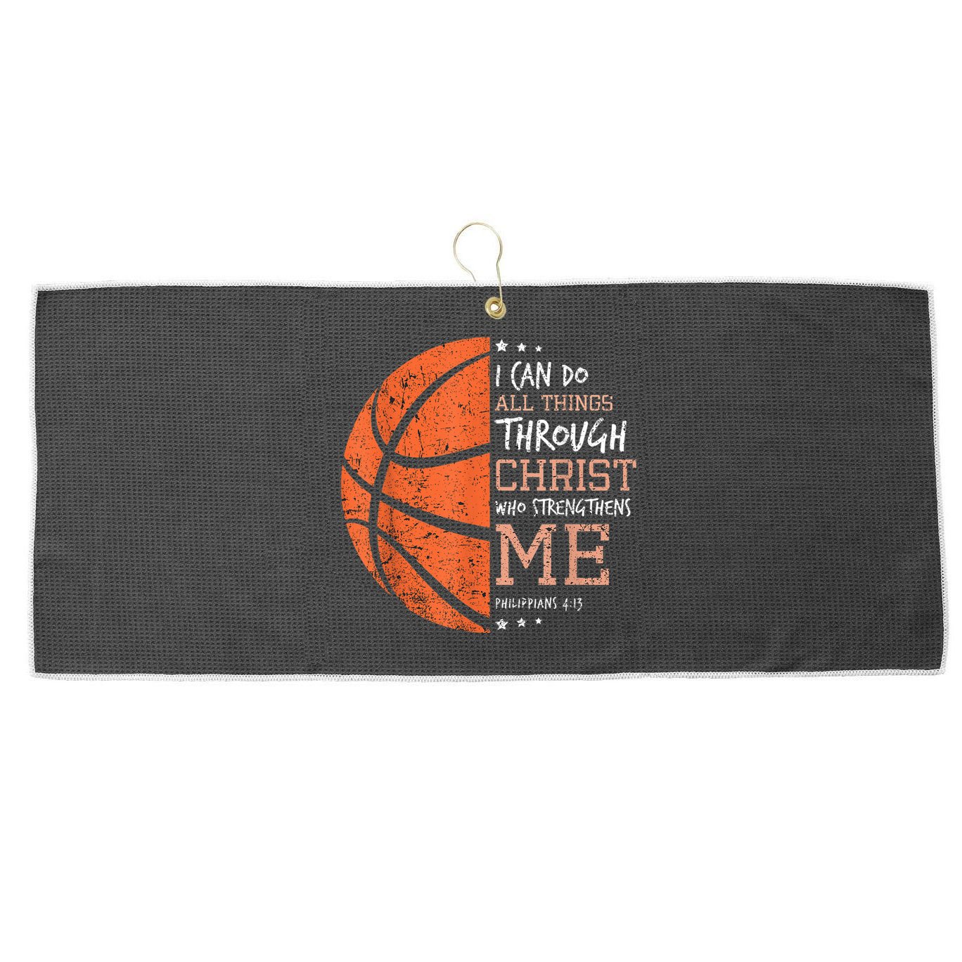 Philippians 4 13 I Can Do All Things Christian Basketball Large Microfiber Waffle Golf Towel