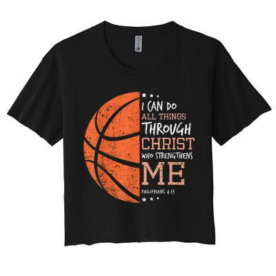 Philippians 4 13 I Can Do All Things Christian Basketball Crop Top