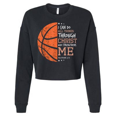 Philippians 4 13 I Can Do All Things Christian Basketball Cropped Pullover Crew