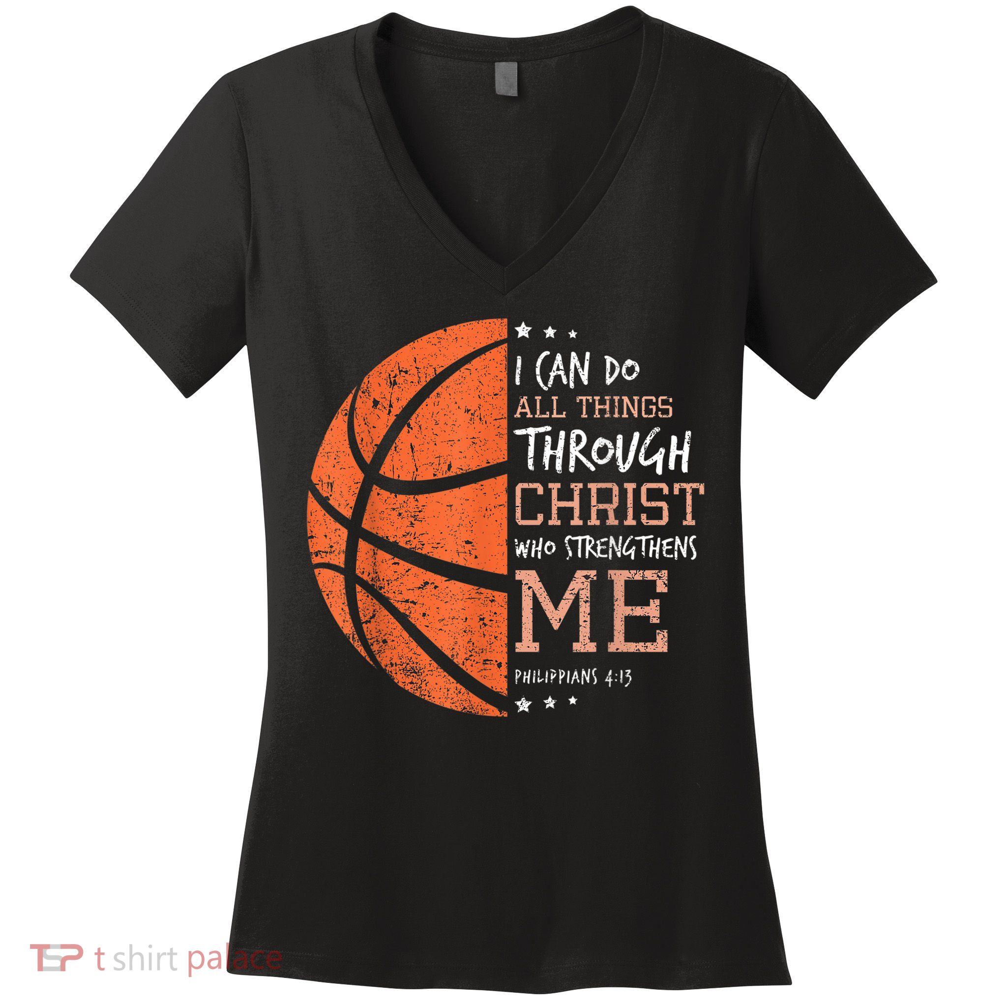 Philippians 4 13 I Can Do All Things Christian Basketball Women's V-Neck T-Shirt