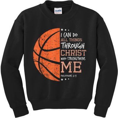 Philippians 4 13 I Can Do All Things Christian Basketball Kids Sweatshirt
