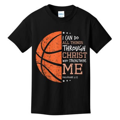 Philippians 4 13 I Can Do All Things Christian Basketball Kids T-Shirt