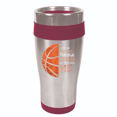 Philippians 4 13 I Can Do All Things Christian Basketball 16oz Travel Tumbler