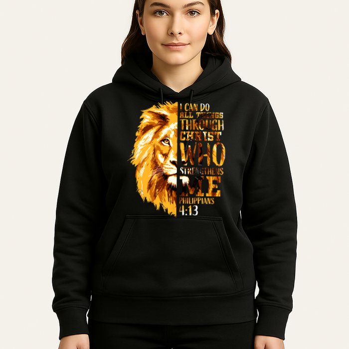 Philippians 4 13 I Can Do All Things Through Christ Who Strengthens Me Lion Hoodie