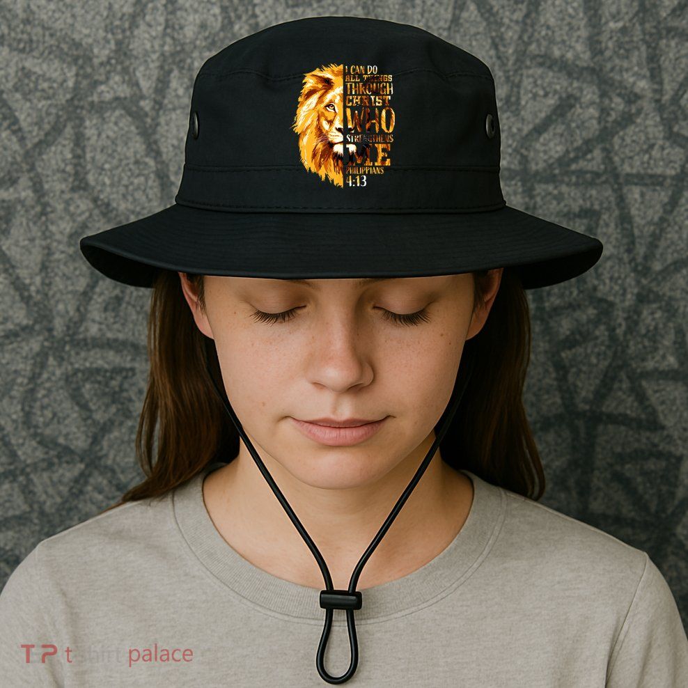 Philippians 4 13 I Can Do All Things Through Christ Who Strengthens Me Lion Bucket Hat