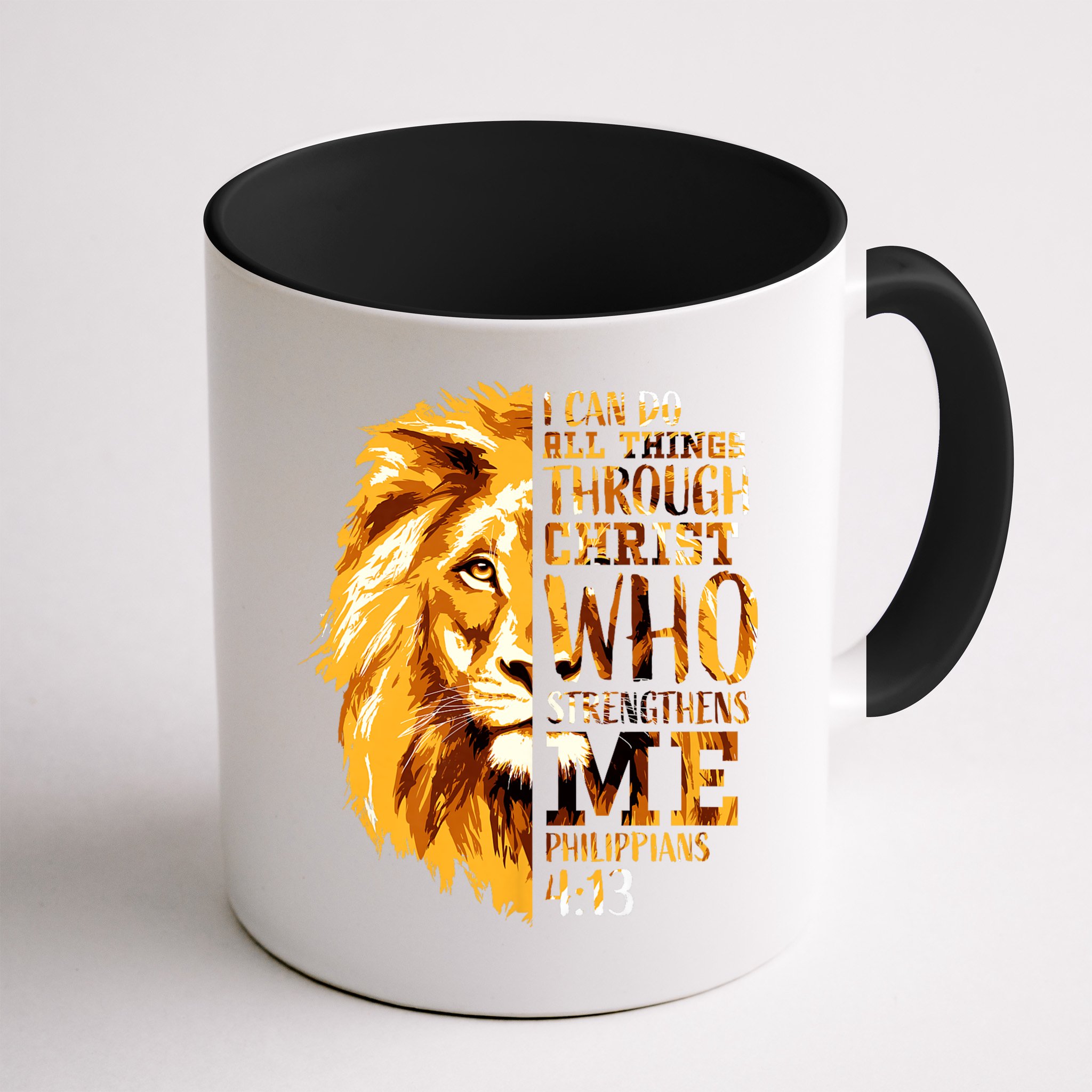 Philippians 4 13 I Can Do All Things Through Christ Who Strengthens Me Lion Mug