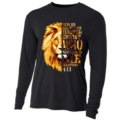 Philippians 4 13 I Can Do All Things Through Christ Who Strengthens Me Lion Cooling Performance Long Sleeve Crew