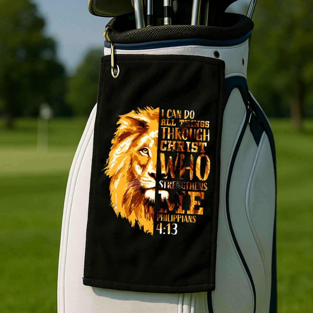 Philippians 4 13 I Can Do All Things Through Christ Who Strengthens Me Lion Golf Towel