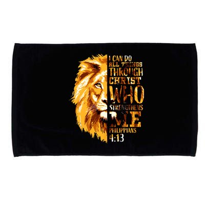 Philippians 4 13 I Can Do All Things Through Christ Who Strengthens Me Lion Microfiber Hand Towel
