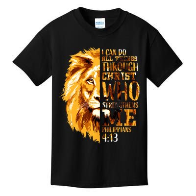 Philippians 4 13 I Can Do All Things Through Christ Who Strengthens Me Lion Kids T-Shirt