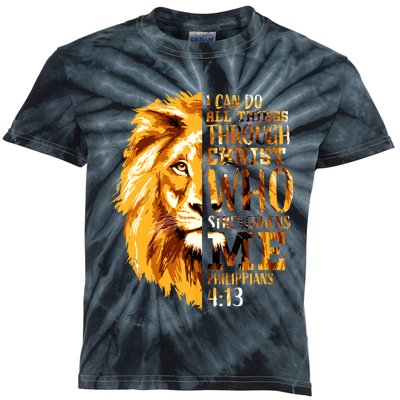 Philippians 4 13 I Can Do All Things Through Christ Who Strengthens Me Lion Kids Tie-Dye T-Shirt