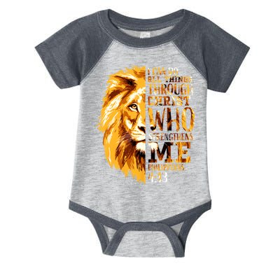Philippians 4 13 I Can Do All Things Through Christ Who Strengthens Me Lion Infant Baby Jersey Bodysuit